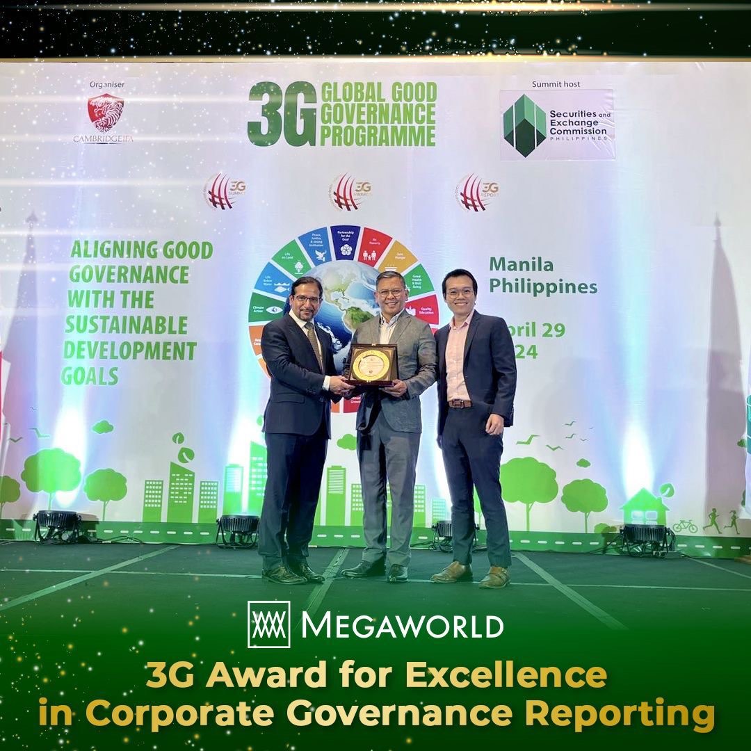 Megaworld Honored with 3G Excellence in Corporate Governance Reporting Award 2024 at the Global Good Governance Awards